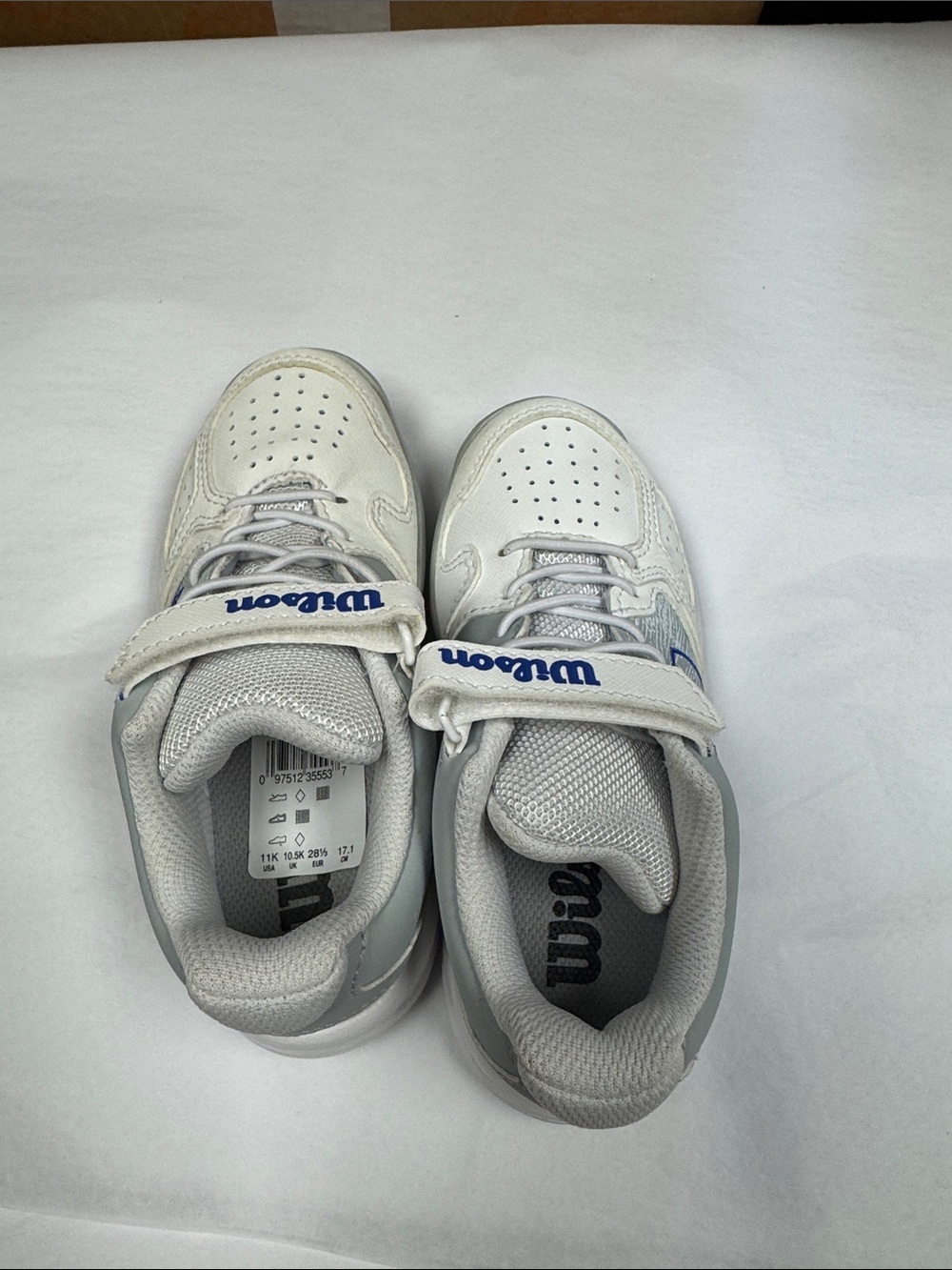 Wilson Kids White and Blue Hook-and-Loop Sneakers